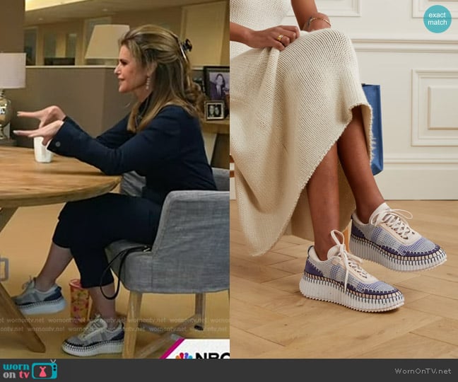 Chloe Nama Platform Sneaker in Cosmic Blue worn by Maria Shriver on Today