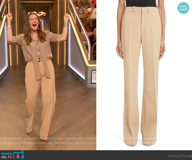 Chloe Wool Flare Trousers worn by Drew Barrymore on The Drew Barrymore Show