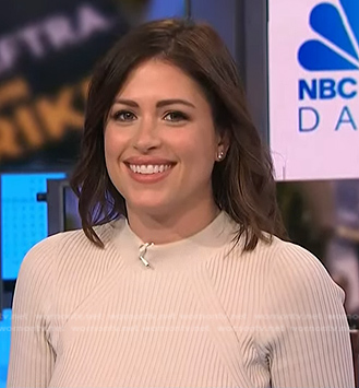 Chloe Melas’s ivory ribbed dress on NBC News Daily