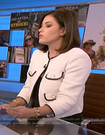 Chloe's white tweed blazer on NBC News Daily