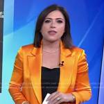 Chloe Melas’s orange satin blazer on NBC News Daily