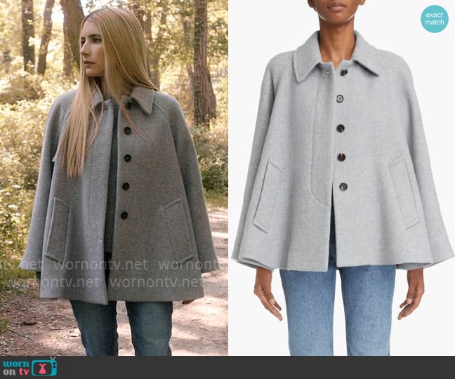 Anna’s grey cape jacket on American Horror Story