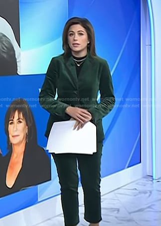 Chloe's green velvet blazer and pants on Today