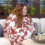 Chrissy Metz’ floral print tie neck dress on Live with Kelly and Mark