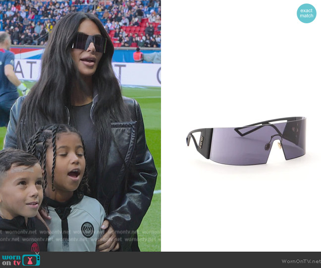 Christian Dior Kaleidiorscopic Shield Sunglasses worn by Kim Kardashian (Kim Kardashian) on The Kardashians