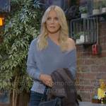 Christine’s blue off shoulder sweater on The Young and the Restless