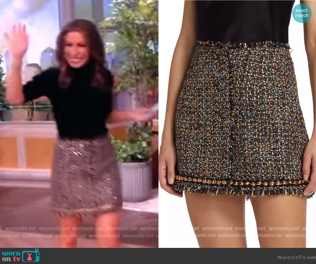 Cinq a Sept Confetti Tweed Odette Skirt In Black worn by Alyssa Farah Griffin on The View