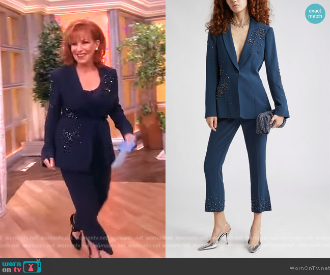 Cinq a Sept Rhinestone Crackle Embellished Cheyenne Blazer worn by Joy Behar on The View