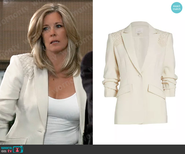 Cinq a Sept Cheyenne Crochet Blazer worn by Carly Spencer (Laura Wright) on General Hospital