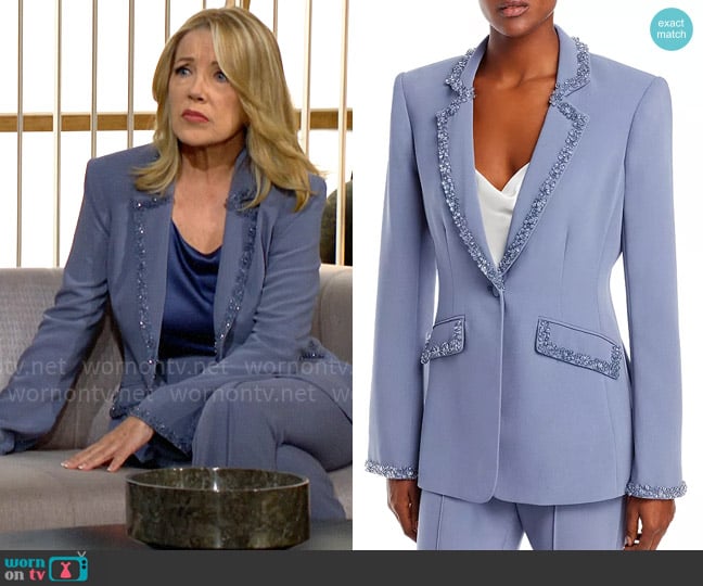 Cinq a Sept Kayden Blazer in Slate worn by Nikki Reed Newman (Melody Thomas-Scott) on The Young and the Restless