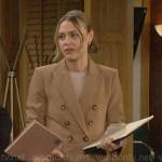 Claire’s camel suit on The Young and the Restless