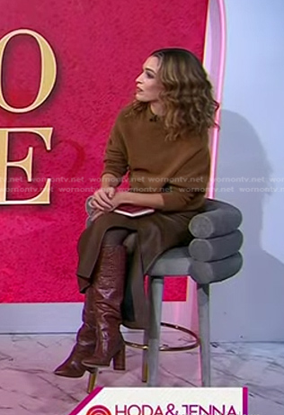 Cleo Wade's brown crocodile boots on Today