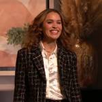 Cleo Wade’s black tweed blazer on Drew Barrymore Show