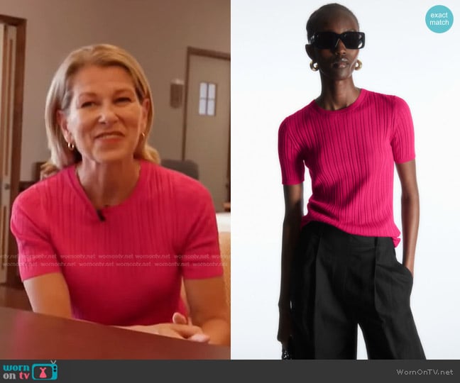 Cos Ribbed-Knit Silk T-Shirt worn by Janis Mackey Frayer on Today