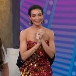 Courtney Mazza Lopez’s sequin strapless mini dress on Access Hollywood