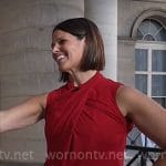 Dana Jacobson’s red crossed neck top on CBS Mornings