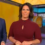 Dana Jacobson’s burgundy keyhole dress on CBS Mornings