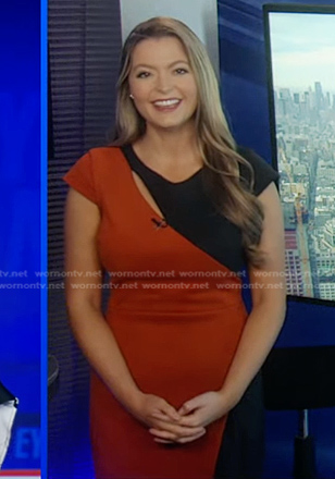 Dani Beckstrom's orange and black cutout dress on Good Morning America