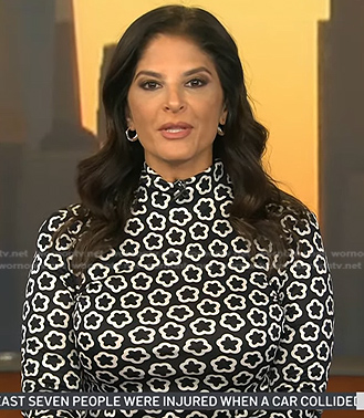 Darlene's black printed mock neck top on Today