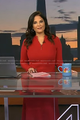 Darlene's red quarter zip dress on Today