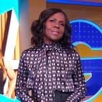 Deborah’s geometric print tie neck blouse on Good Morning America