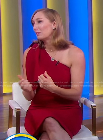 Deena Margolin's red one shoulder dress on Good Morning America