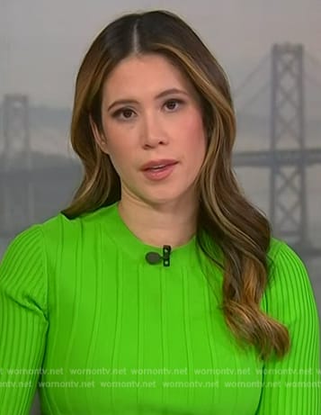 Deirdre's green ribbed dress on NBC News Daily