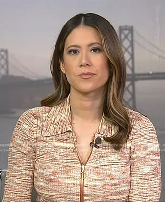 Deirdre’s orange space dye zip sweater on NBC News Daily