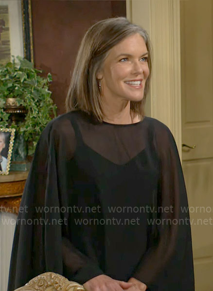 Diane's sheer black overlay top on The Young and the Restless
