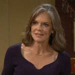 Diane’s navy blue rib knit top on The Young and the Restless