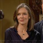 Diane’s silky navy blouse on The Young and the Restless