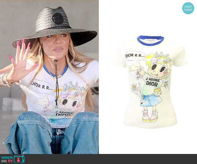 Dior Vintage Cartoon T-shirt worn by Khloe Kardashian (Khloe Kardashian) on The Kardashians