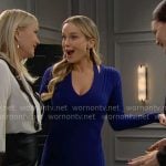 Donna’s blue ribbed v-neck dress with cutouts on The Bold and the Beautiful