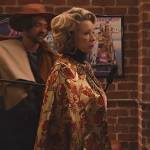 Donna’s floral jacquard cape jacket on Only Murders in the Building