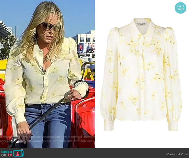 Dorothee Schumacher Pastel Dreams puff-sleeve shirt worn by Chelsea Handler on Access Hollywood