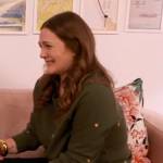 Drew’s green heart embroidered sweatshirt on The Drew Barrymore Show