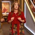 Drew’s black floral print skirt on The Drew Barrymore Show