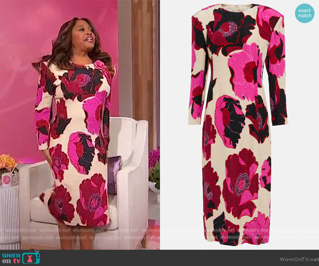 Dries Van Noten Floral jacquard midi dress worn by Sherri Shepherd on Sherri