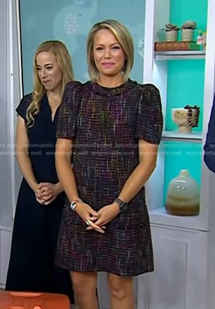 Dylan’s black puff sleeve tweed dress on Today