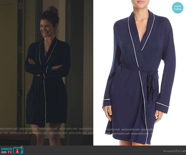 Chelz’s navy piping robe on Billions