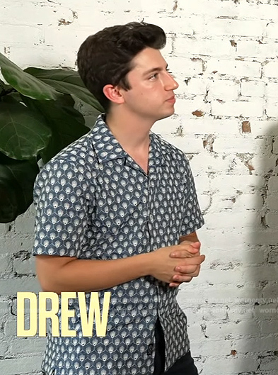 Eitan Bernath's blue printed shirt on The Drew Barrymore Show