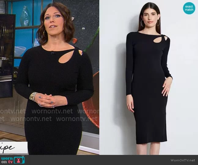 Elie Tahari Novelty Cut Out Rib Dress worn by Dana Jacobson on CBS Mornings