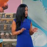 Elizabeth Werner’s blue fit and flare dress on CBS Mornings