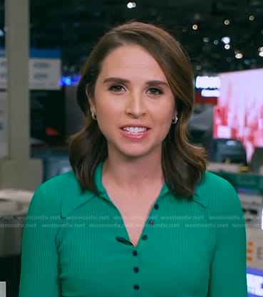 Elizabeth’s green ribbed polo on Good Morning America