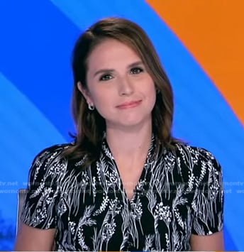 Elizabeth's black printed v-neck dress on Good Morning America