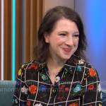 Elle Key’s black floral and checked blouse on CBS Mornings