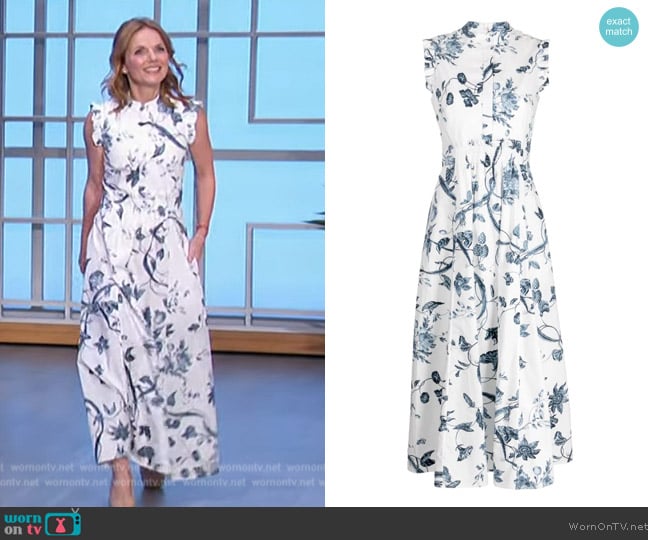 Erdem Floral-print sleeveless midi dress worn by Geri Halliwell on The Talk