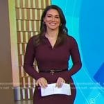 Erielle’s burgundy ribbed button front dress on Good Morning America