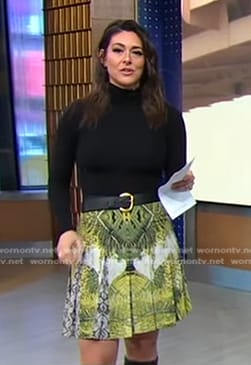 Erielle’s green and white bird print skirt on Good Morning America