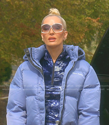 Erika's blue down jacket on The Real Housewives of Beverly Hills